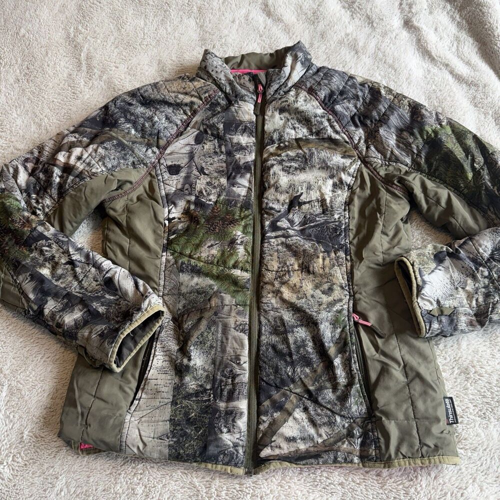 Mossy Oak Camoflauge Jacket Womens Medium Insulated Pink Accent